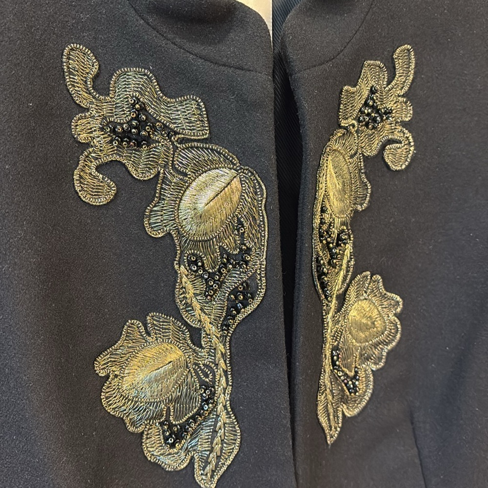 Banana Republic Wool black with gold embroidered jacket - Picture 3 of 9